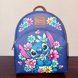 Loungefly Blue Stitch Floral Mini Backpack